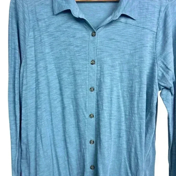 Motherhood Maternity Blue Long Sleeve High Low Button Down | Size Large - Picture 3 of 4